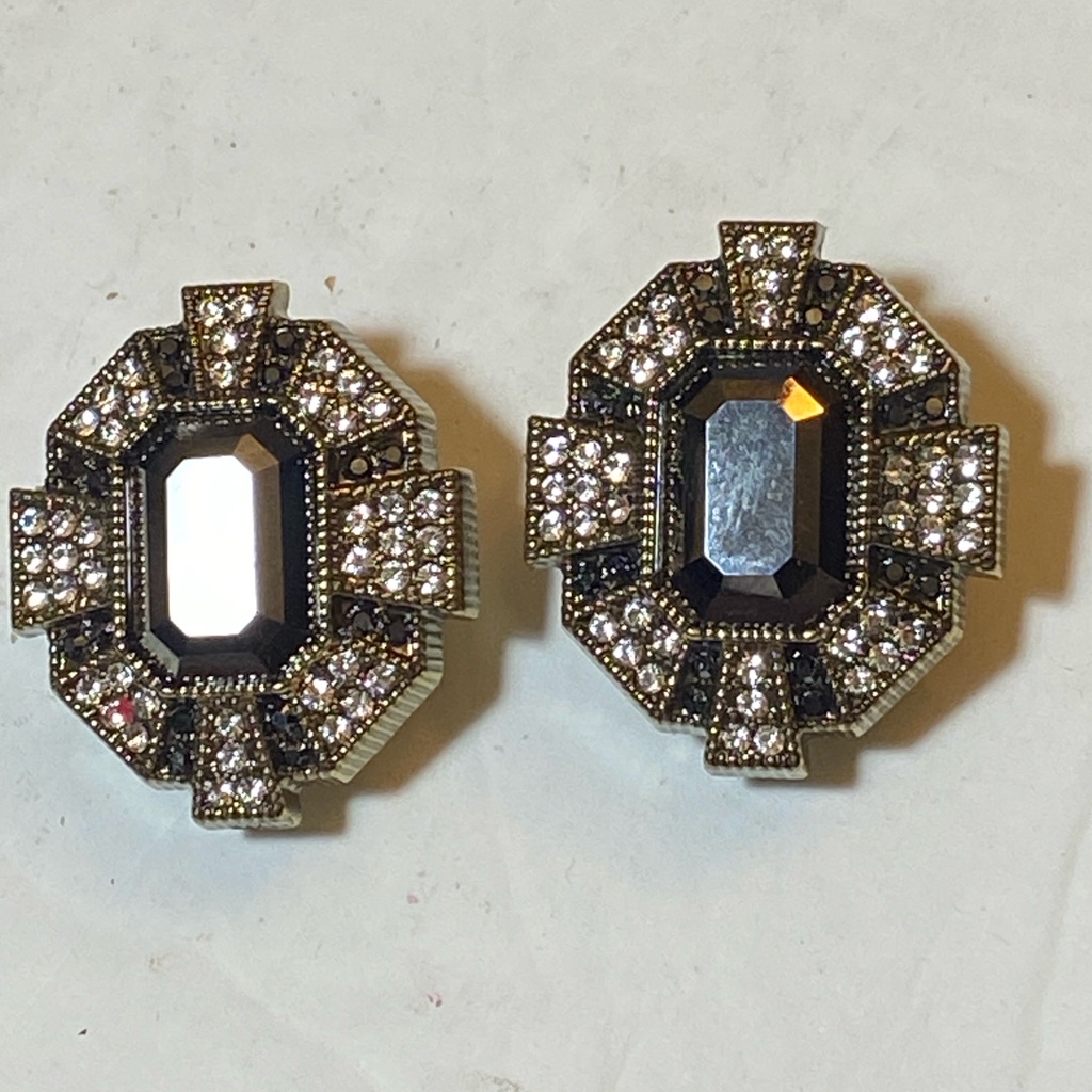 Heidi Daus Cn Estate Elegance Crystal Button Statement Earrings - Black / Omega